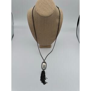 Kendra Scott Rayne Long Pendant Necklace Mirror Rock Gunmetal
